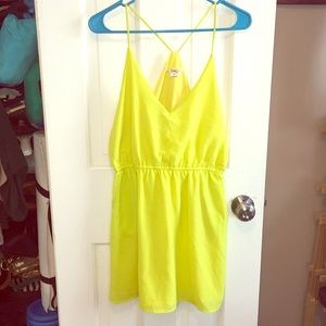 NWOT Very J Neon Lime Cinched Waist Dress Babydoll